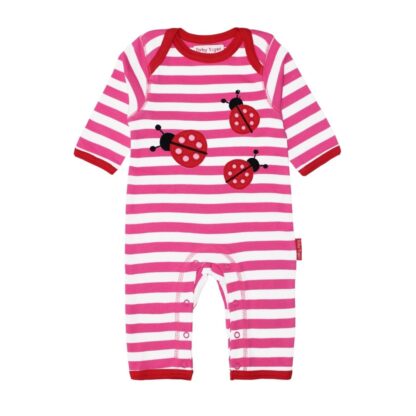 ladybird pink and white striped footless sleepsuit to rent