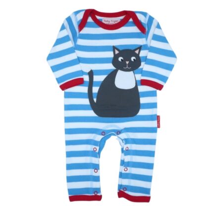 blue stripe cat sleepsuit