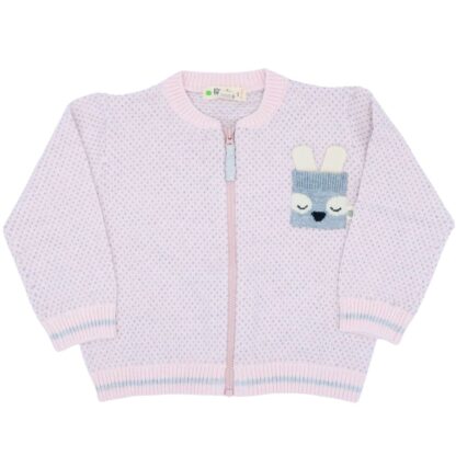 baby clothing rental zip through cardigan in soft pink