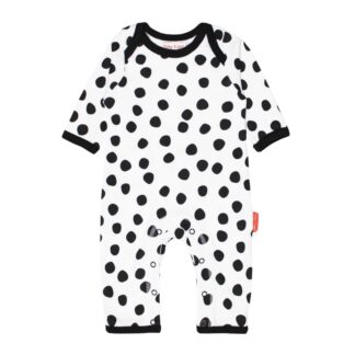 white with black dots baby sleepsuit clothing rental