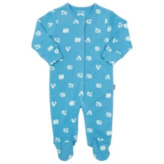baby clothing rental blue sleepsuit with polka farm print