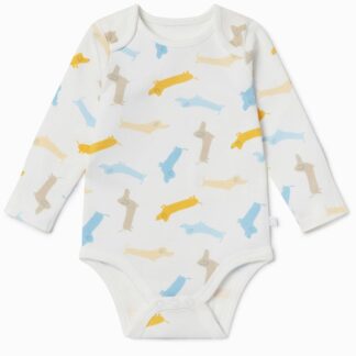 rent baby clothes in bamboo and organic cotton pup print bodysuit