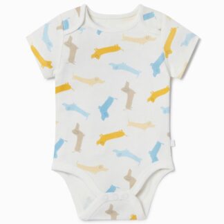 rental baby clothes pup printed bamboo and organic cotton bodysuit