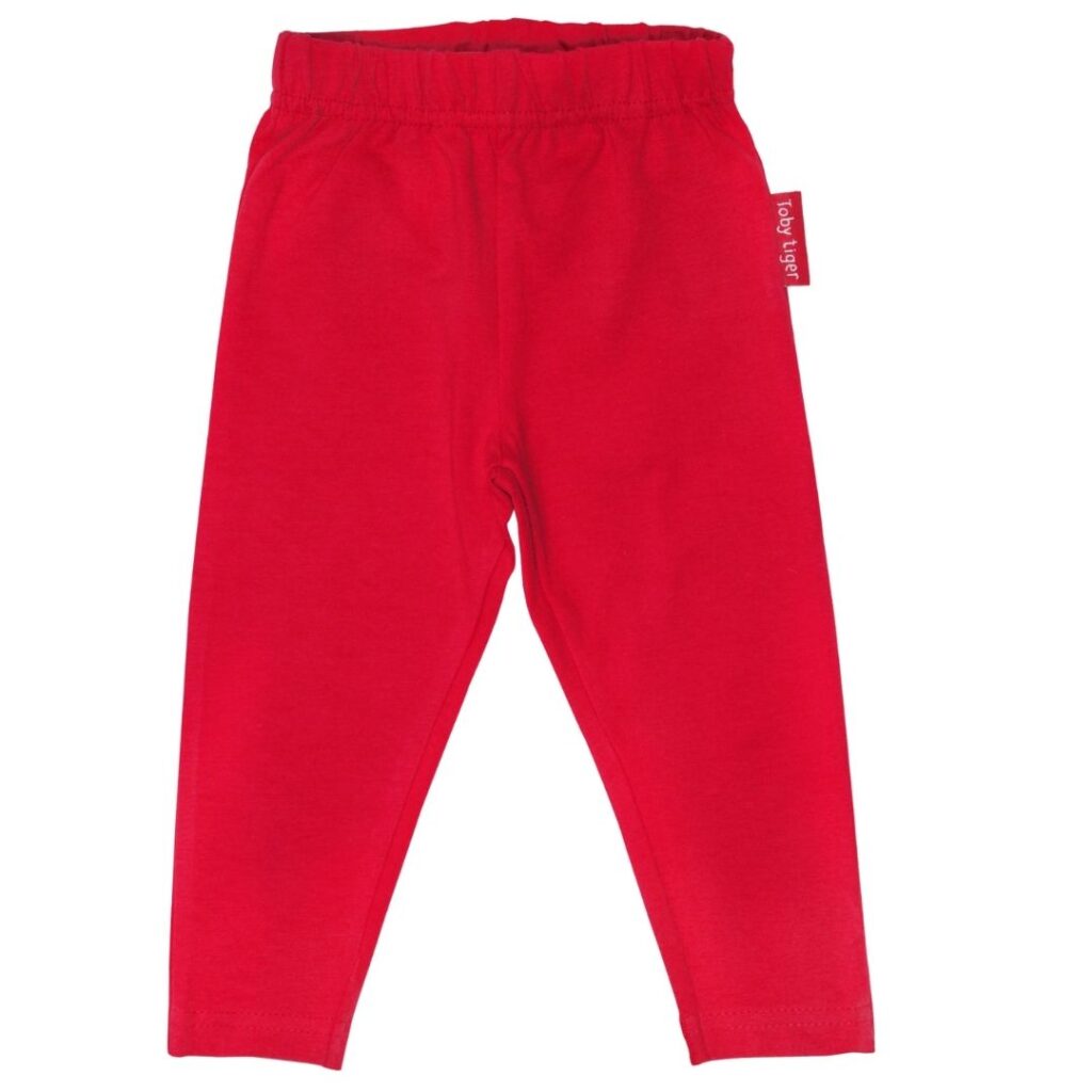 Babyhug Cotton Lycra Knit Full Length Solid Colour Leggings - Red