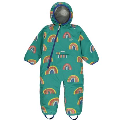 all in one baby suit recycled green rainbow