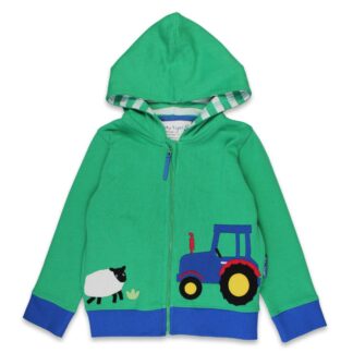green farmyard baby hoodie